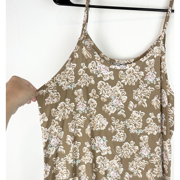 Vintage Y2K 1990s 2000s Jonathan Martin Brown Floral Minidress Dress, Large - Picture 9 of 10